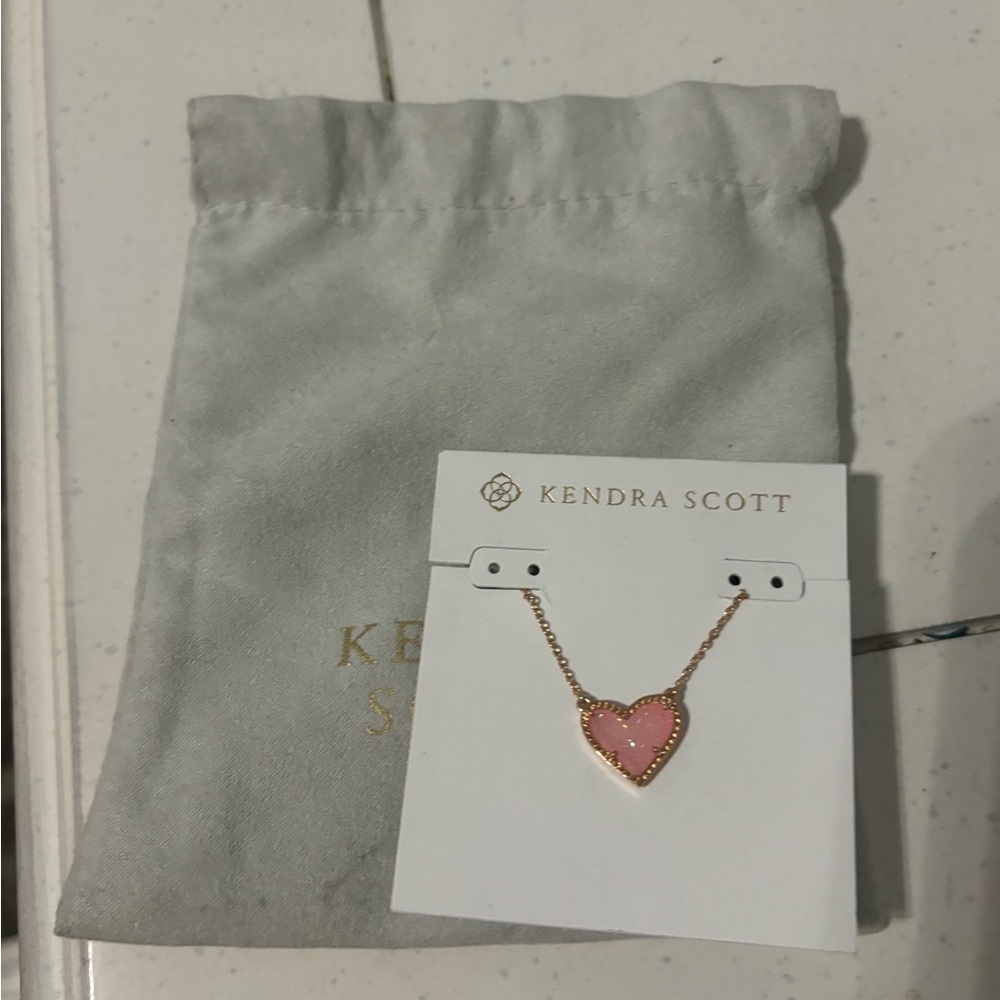 Kendra Scott Pink Drusy Heart Necklace